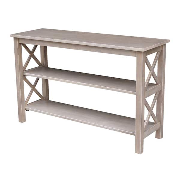 Unbranded Hampton 48 in. Weathered Taupe Gray Standard Rectangle Wood Console Table with Shelves