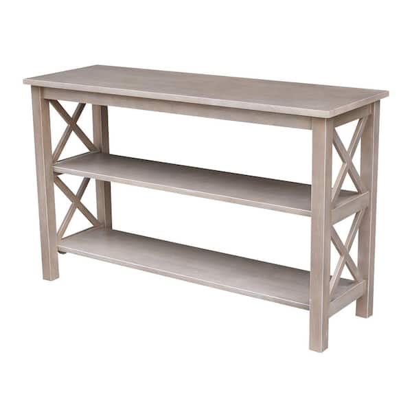 International Concepts Hampton 48 in. Weathered Taupe Gray Standard Rectangle Wood Console Table with Shelves