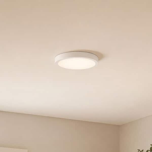 7 in. 15-Watt Modern White Integrated LED Flush Mount with Clear Shade