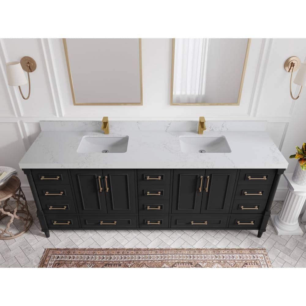 Aberdeen Black Double Sink Vanity with Empira Quartz Top