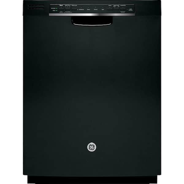 GE Front Control Dishwasher in Black with Steam PreWash