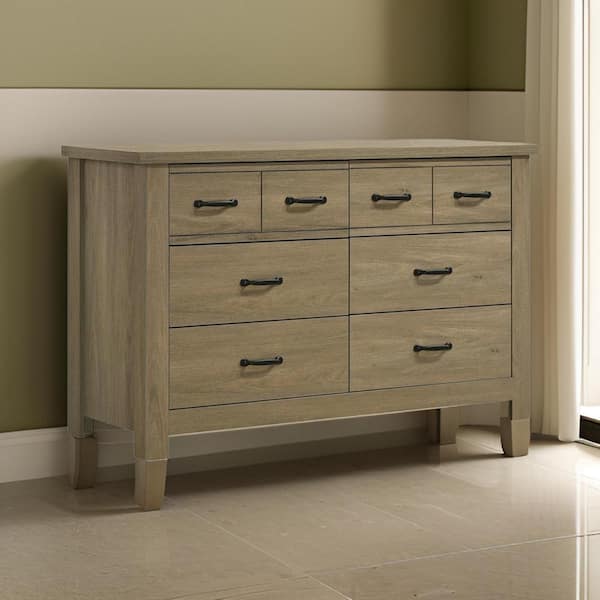 Benjara Gray 8 Drawer 51 in. Wide Dresser Without Mirror BM299129