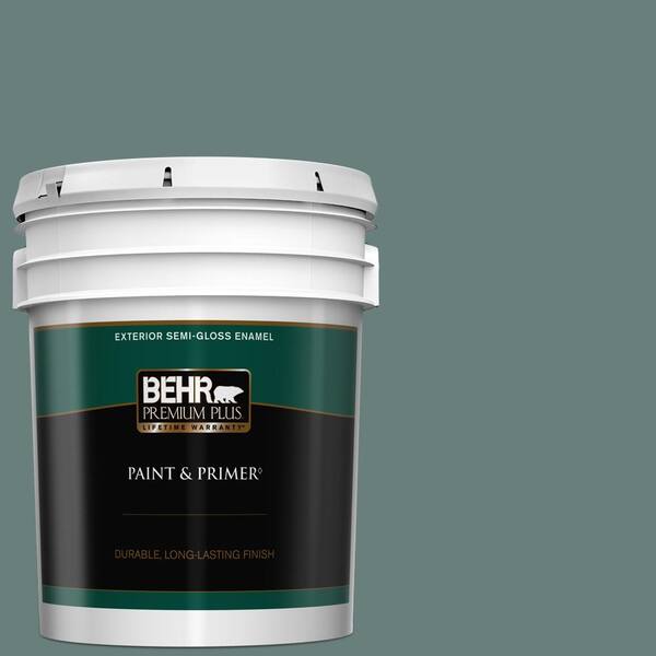 BEHR PREMIUM PLUS 5 gal. #N430-5 Aspen Valley Semi-Gloss Enamel Exterior Paint & Primer