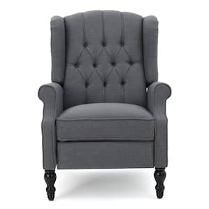 Charcoal Gray Tufted Back Fabric Recliner