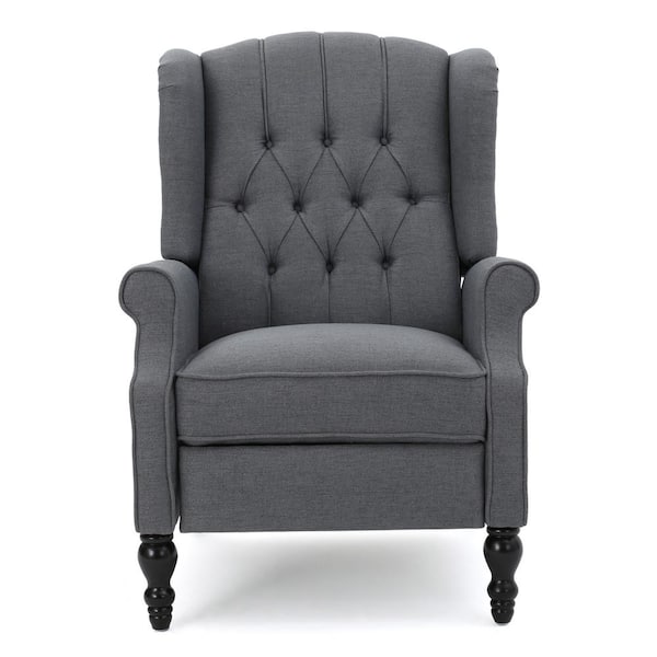Noble House Charcoal Gray Tufted Back Fabric Recliner
