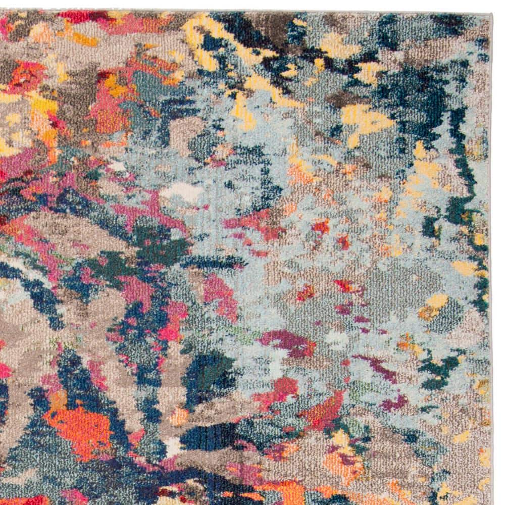 Hand-knotted Blue Synthetic Round Boho-Chic Small Rug