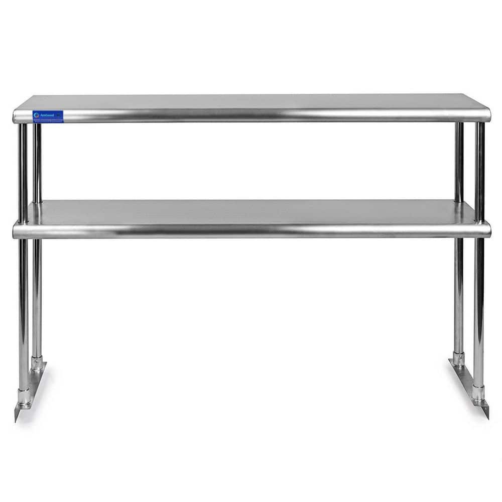 AMGOOD 12 in. x 36 in. Stainless Steel Double OverShelf for Kitchen ...