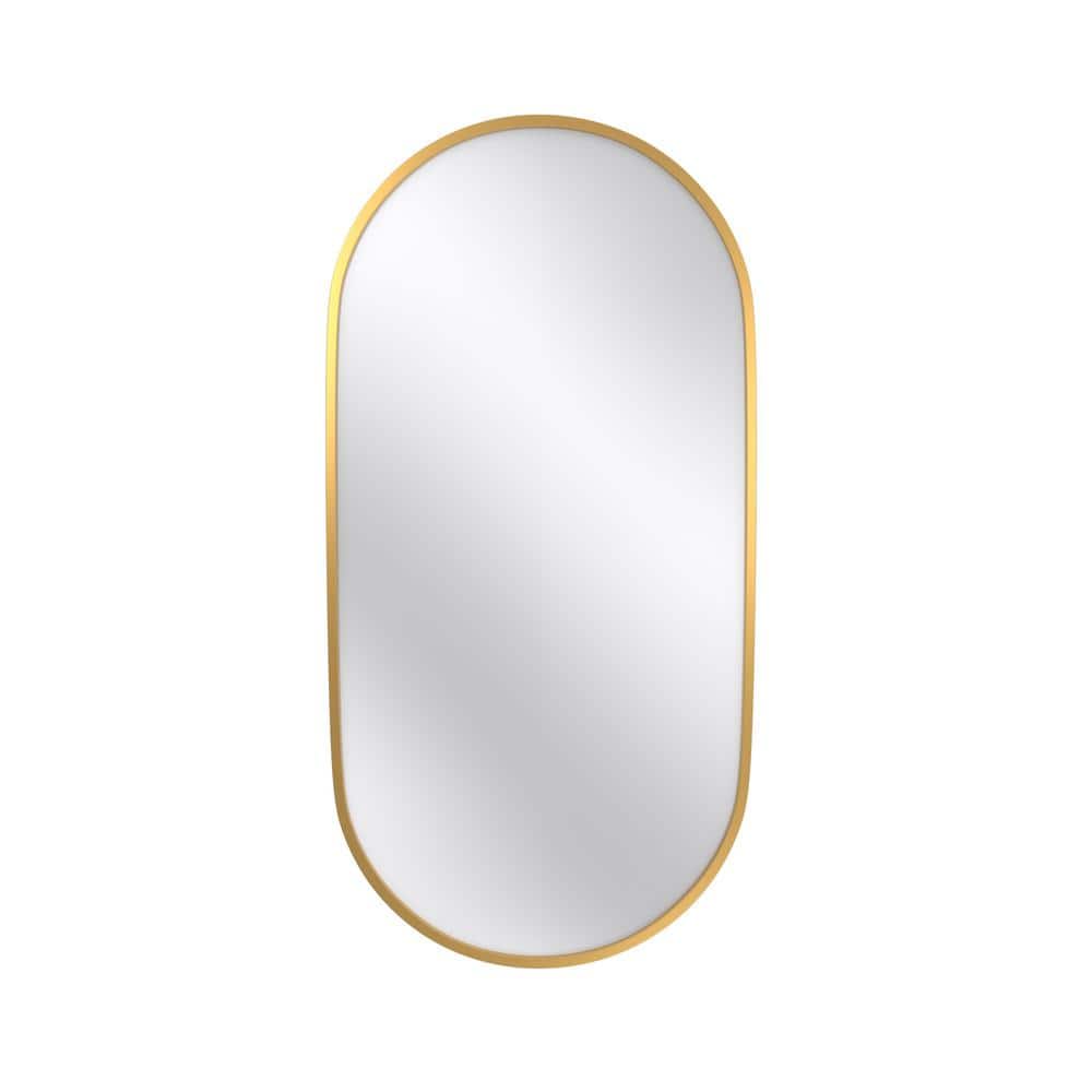 36 in. W x 18 in. H Oval Aluminum Framed Wall Mounted Bathroom Vanity Mirror in Gold price history on PriceWatchPro