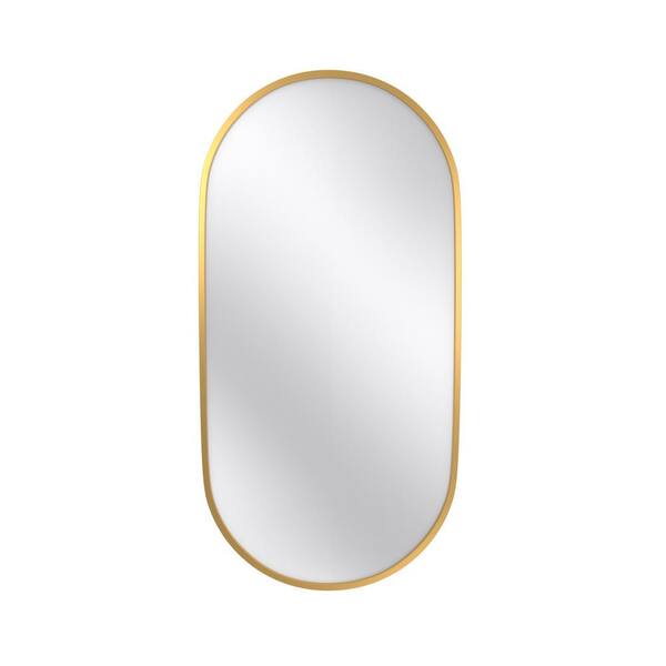 Boosicavelly 36 in. W x 18 in. H Oval Aluminum Framed Wall Mounted Bathroom Vanity Mirror in Gold