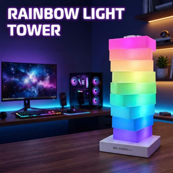 Bell + Howell RGB LED Tower Desk Lamp 10 in. White Novelty Touch