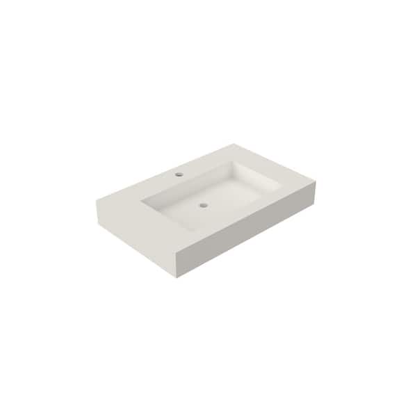 Vetra 29 x 19 in. Solid Surface Wall Mount or Countertop Bathroom Double Vessel Sink with Faucet Holes in Matte White