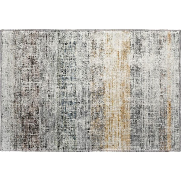 Mayfield Premium Machine Washable Abstract AMF2388 Gray 3 ft. x 4 ft. Area Rug