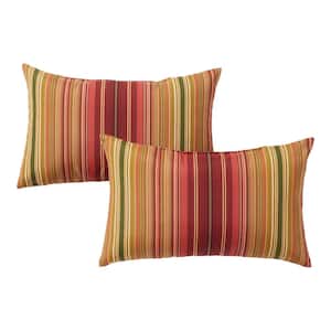 Kinnabari Stripe Lumbar Outdoor Throw Pillow (2-Pack)