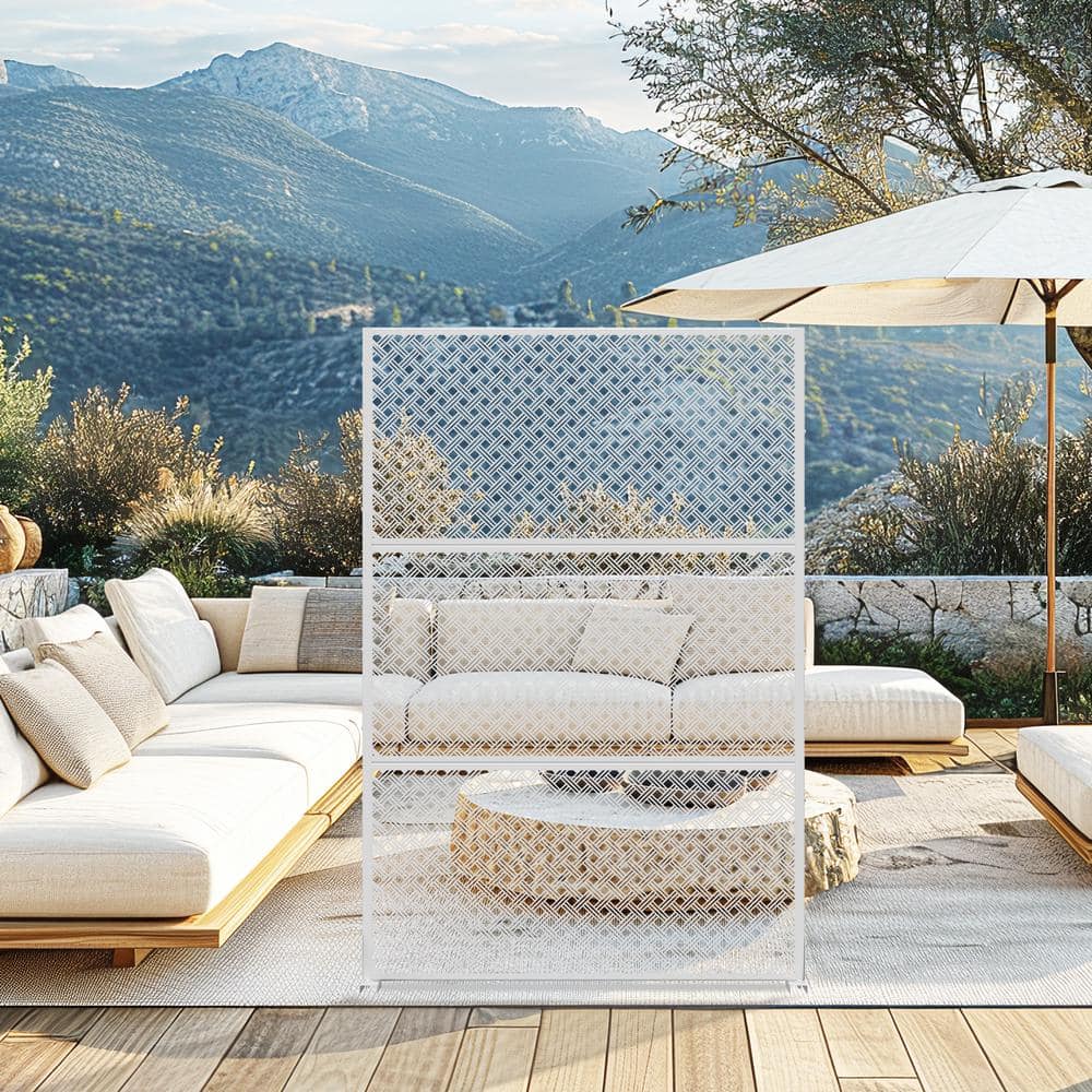 Jason 72 in. Galvanized Steel Garden Fence Outdoor Privacy Screen Garden Screen Panels in White price history on PriceWatchPro