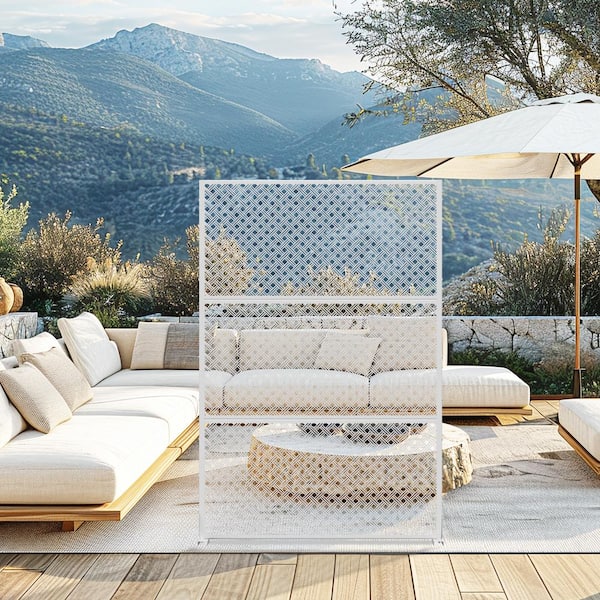 Dovelina Jason 72 in. Galvanized Steel Garden Fence Outdoor Privacy Screen Garden Screen Panels in White