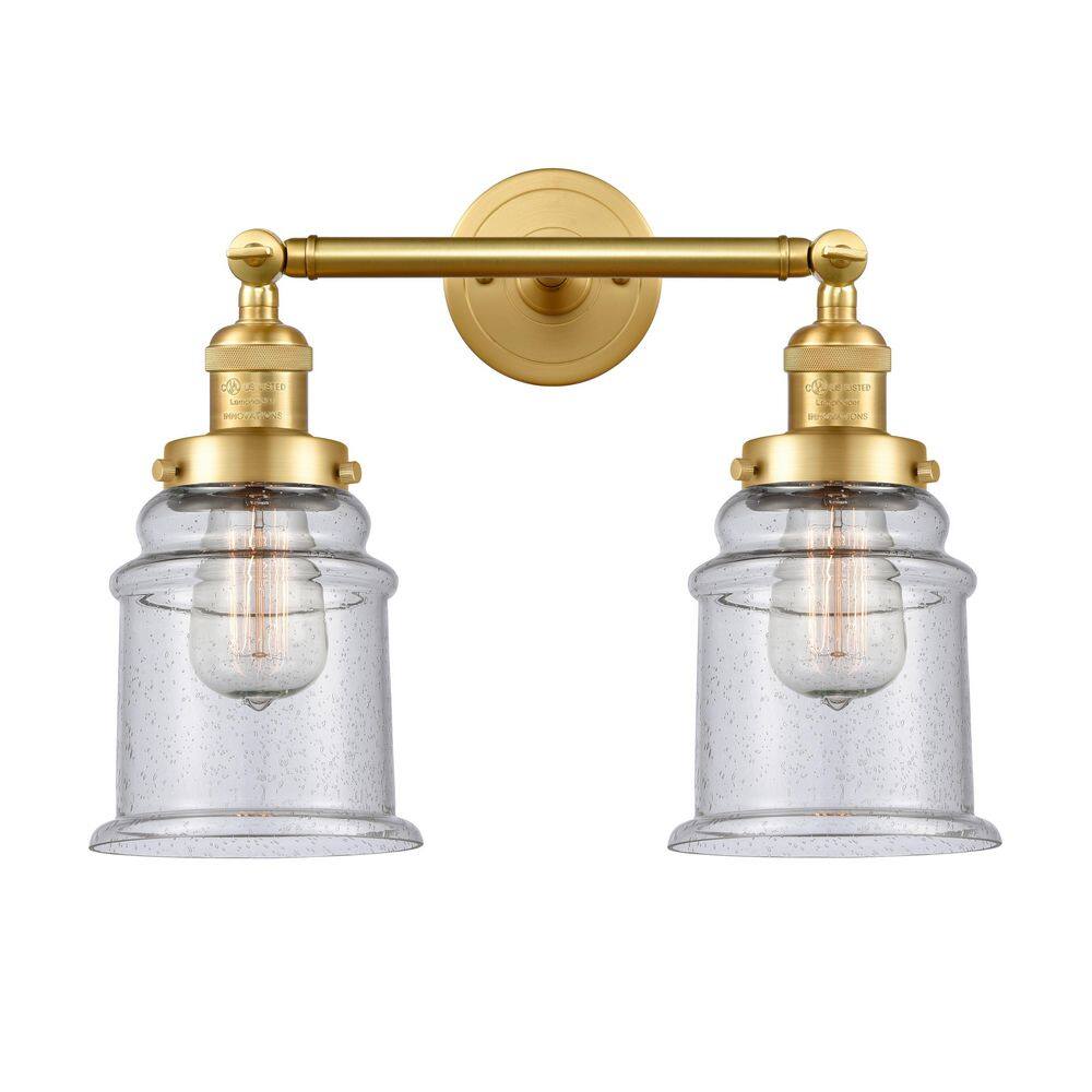 Canton 16.5 in. 2-Light Satin Gold Vanity Light with Glass Shade price history on PriceWatchPro