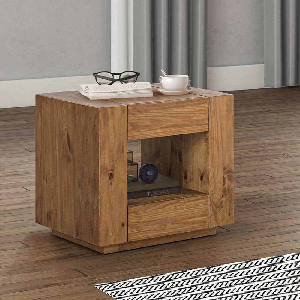 Acme Furniture Harlan 22 in. Oak Rectangle Wood End Table LV03776