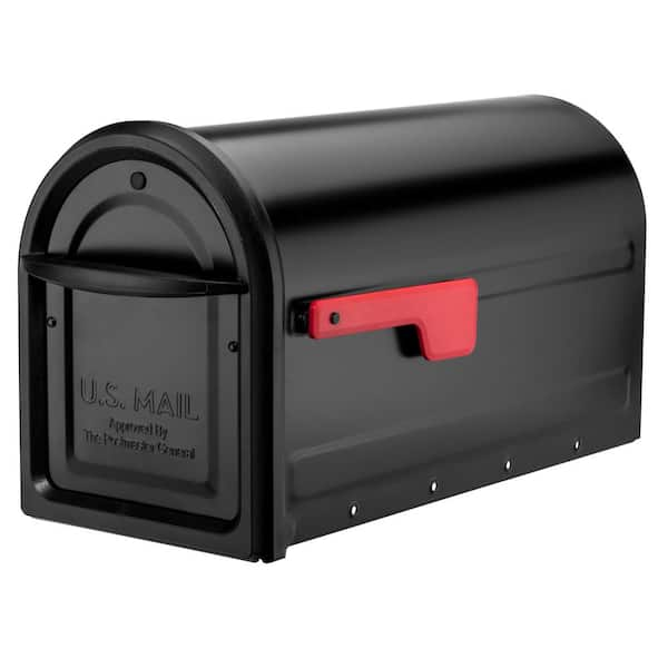 Architectural Mailboxes Mapleton Post Mount Mailbox Black with Red Flag