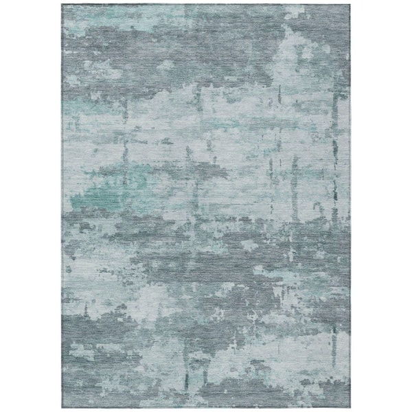 Chantille Machine Washable Indoor/Outdoor Abstract ACN2362 Aqua 8 ft. x 10 ft. Area Rug