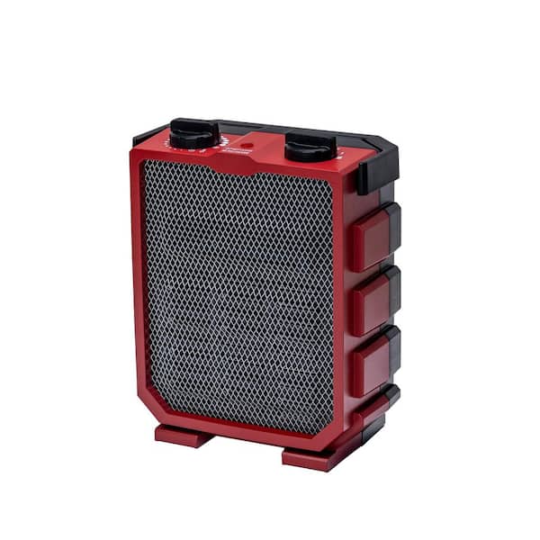 1500W 8 in. Electric Fan-Forced Utility Shop Heater with Adjustable Thermostat and Foldable Carry Handle