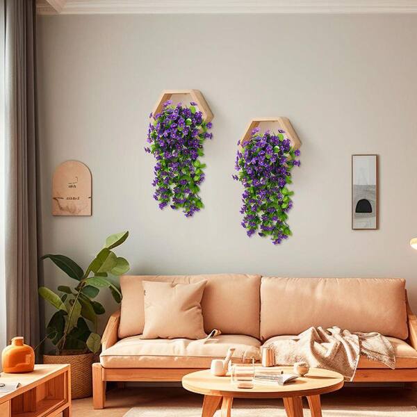 Living Flower リビングフラワ　20本 UUDULY 13.39 in. Purple Family Artificial Hangin.g Violet Ivy