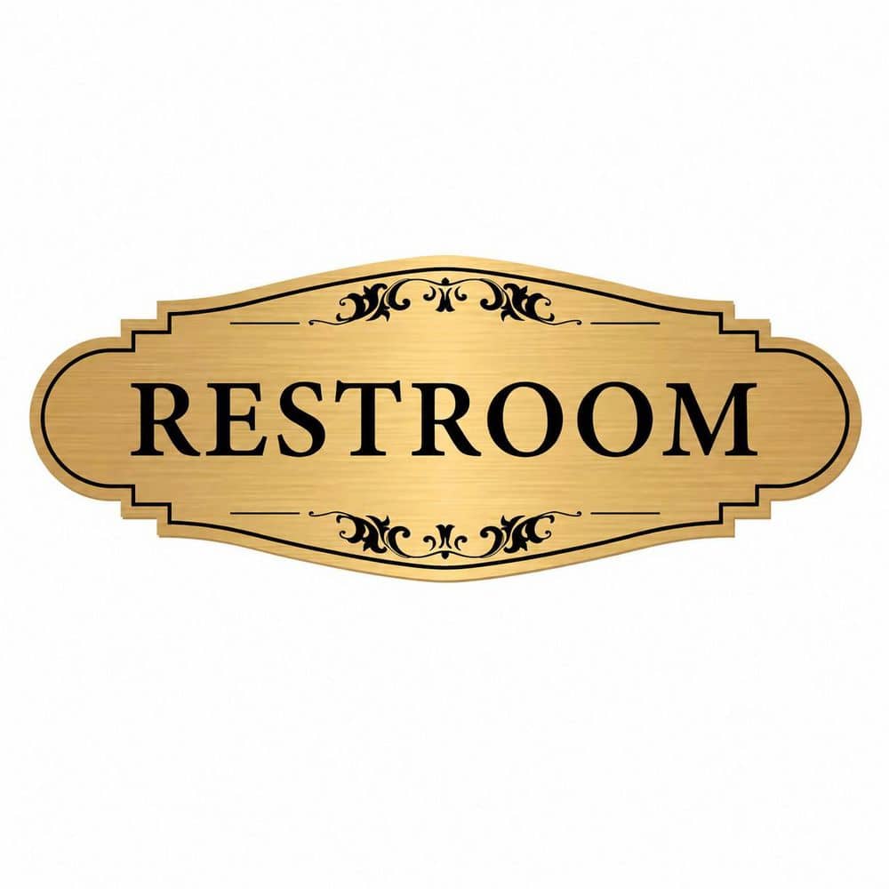 1 Pack Brushed Gold Self-Adhesive Unisex Restroom Door Sign Waterproof Modern Bathroom Sticker for Business price history on PriceWatchPro