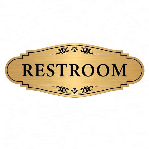 1 Pack Brushed Gold Self-Adhesive Unisex Restroom Door Sign Waterproof Modern Bathroom Sticker for Business