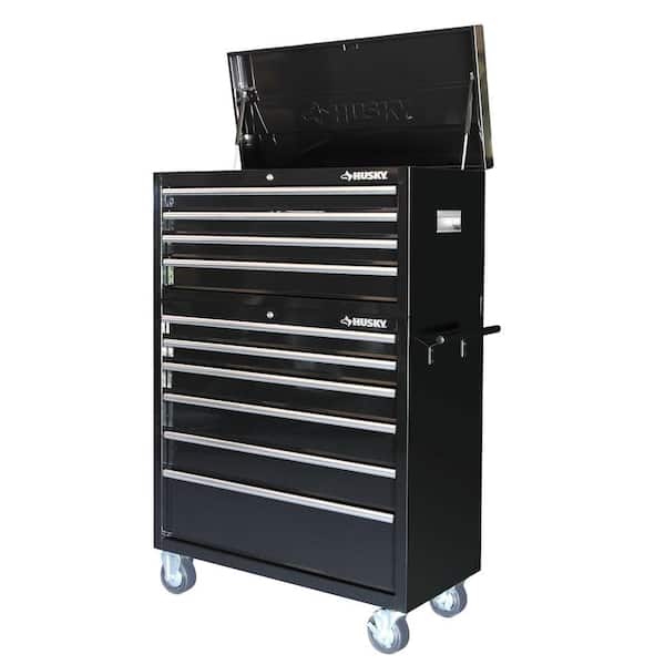 Husky 40 in. 10-Drawer Tool Chest and Cabinet Set in Black