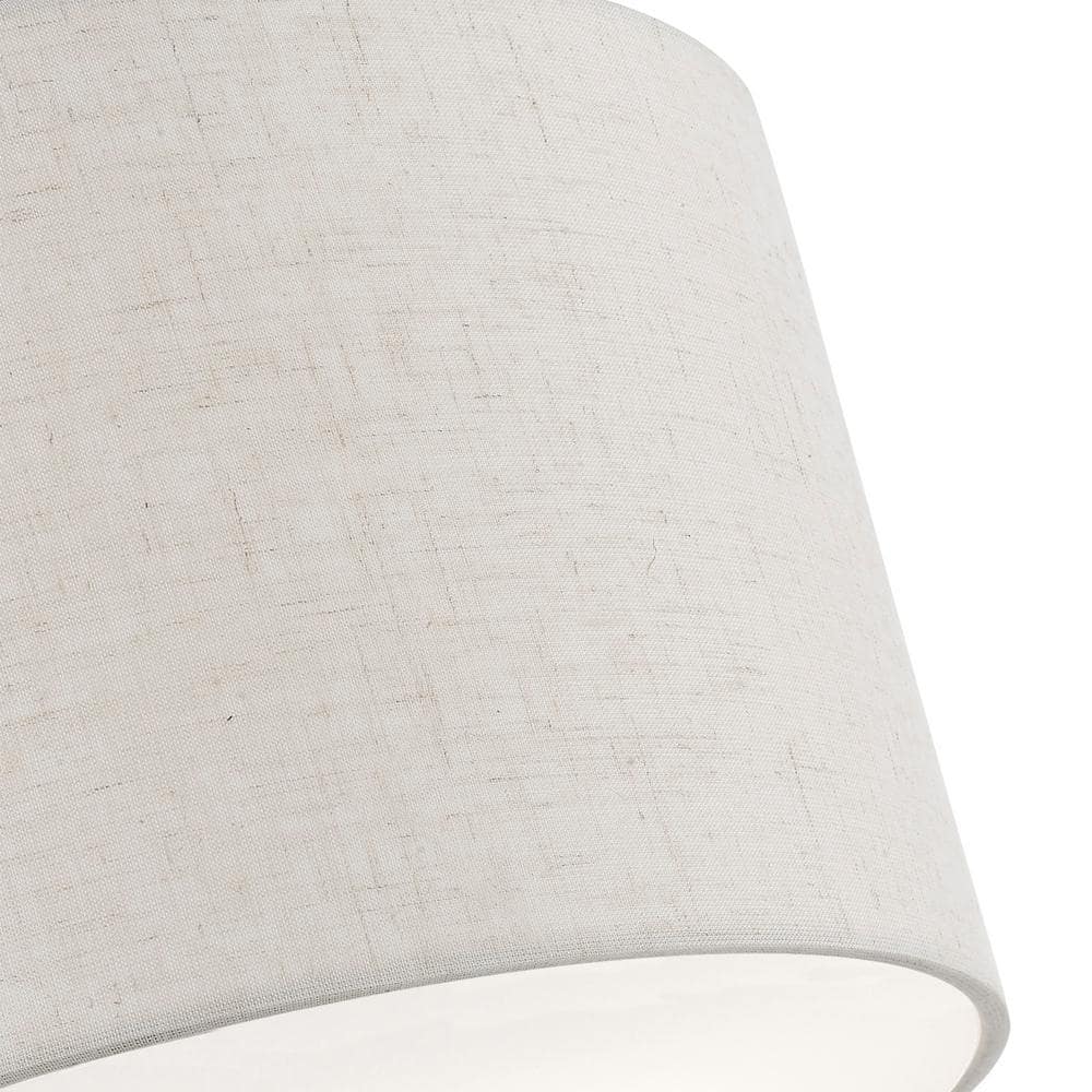 English Bronze 2-Light Semi-Flush Mount with Oatmeal Shade