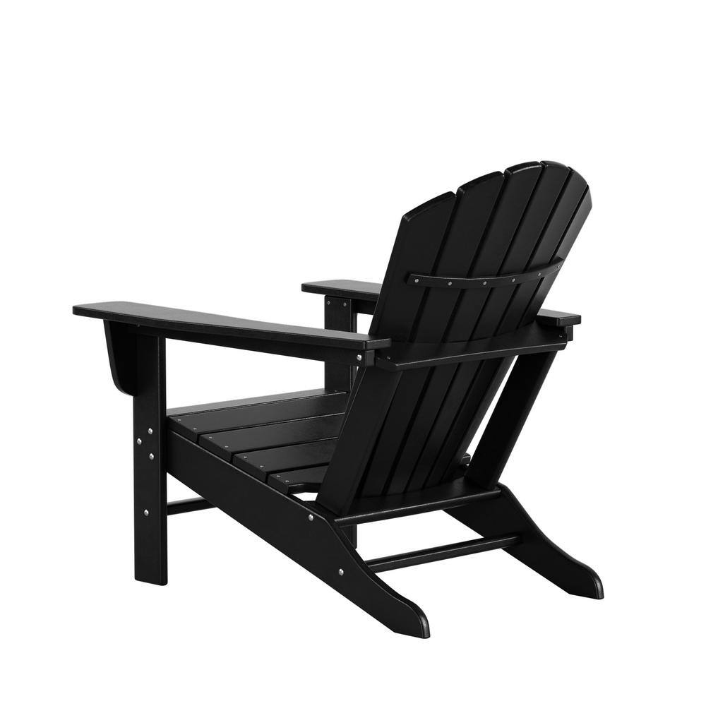 Black HDPE Plastic Adirondack Chair Set with Wide Armrests