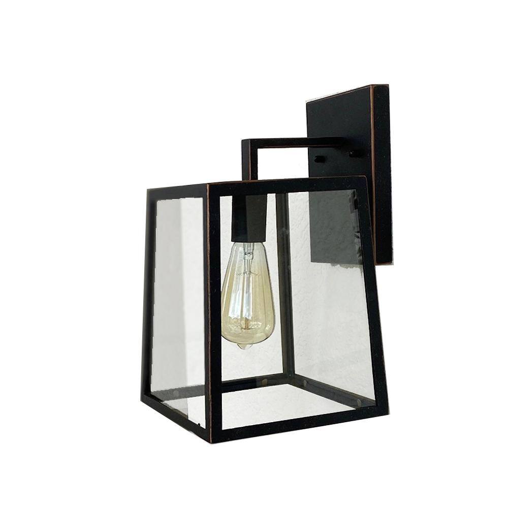 13 in. Bronze Outdoor Hardwired Wall Lantern Sconce with No Bulb