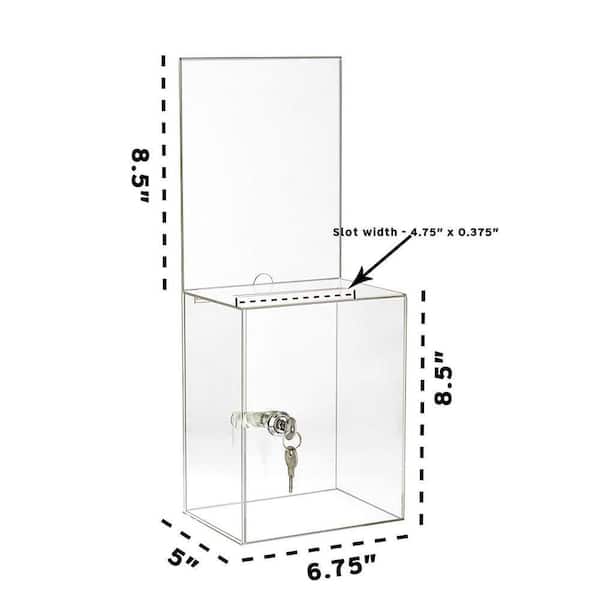 Extra Large Acrylic Lottery Box with Lock and Key, Clear