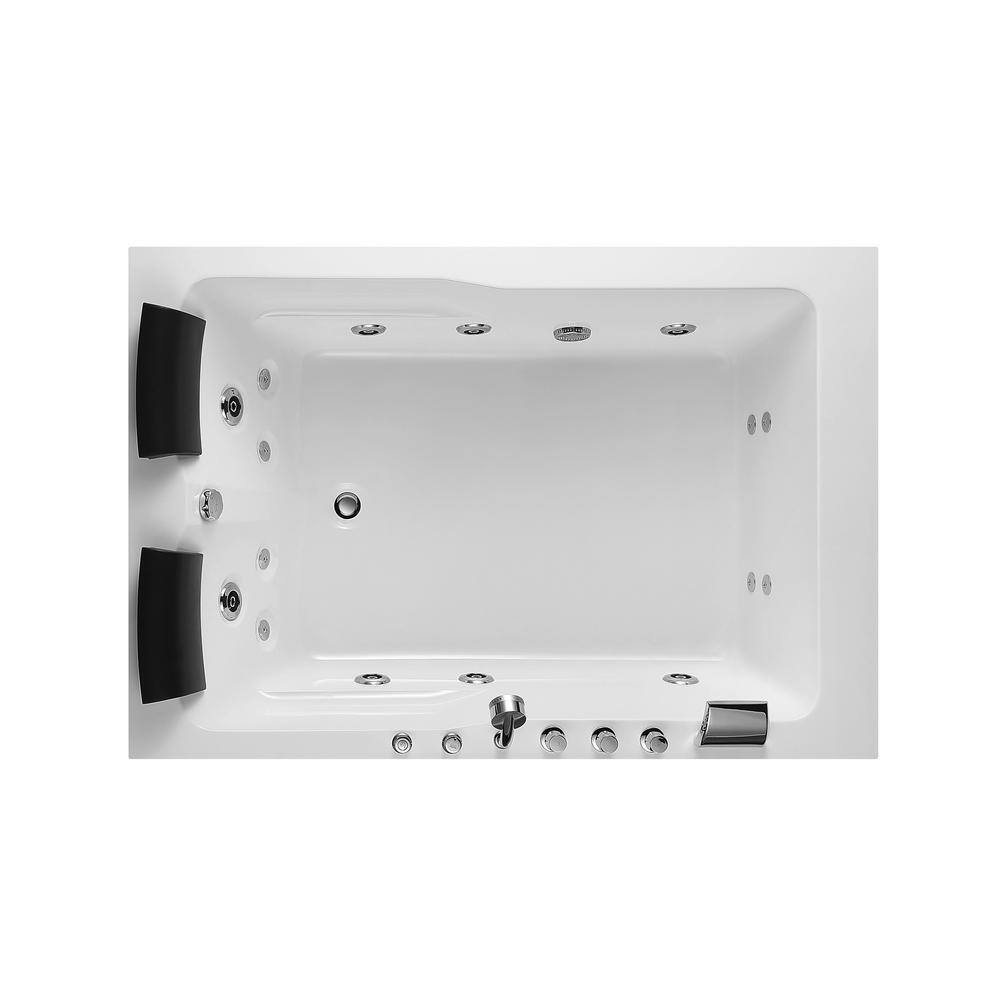 71'' White Acrylic Alcove Whirlpool Bathtub with Jets
