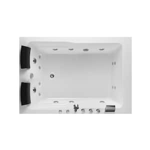 71 in. x 47 in. Acrylic Right Drain Rectangular Alcove Whirlpool Bathtub in White with 16 Water Jets