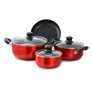 T-fal Initiatives 18-Piece Aluminum Nonstick Cookware Set in Red B209SA74 -  The Home Depot