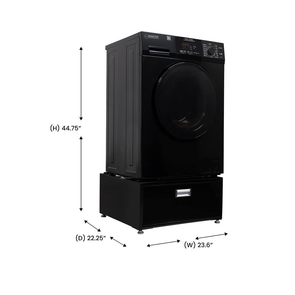 Black 1.62 cu. ft. Smart Electric All-in-One Washer Dryer with Pedestal