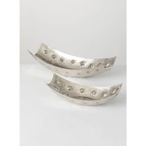 19.5" and 15" Nickel Plated Rectangular Bowl (Set of 2)