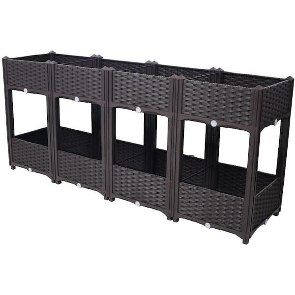 Anky 63 in. Brown PP Plastic Rectangular Outdoor Raised Planter Boxe
