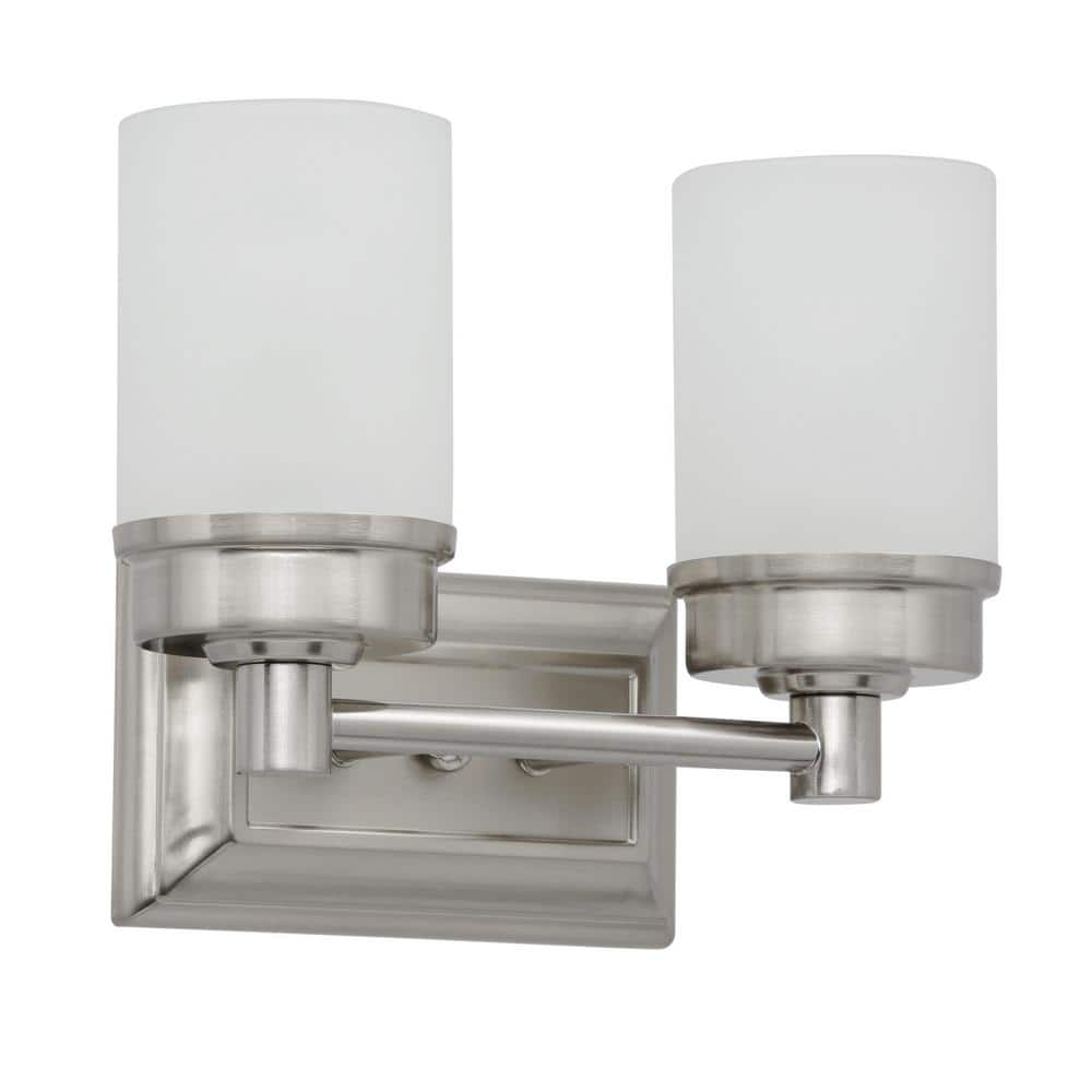 Cade 11.7" Brushed Nickel Vanity Light with Frosted Glass Shades