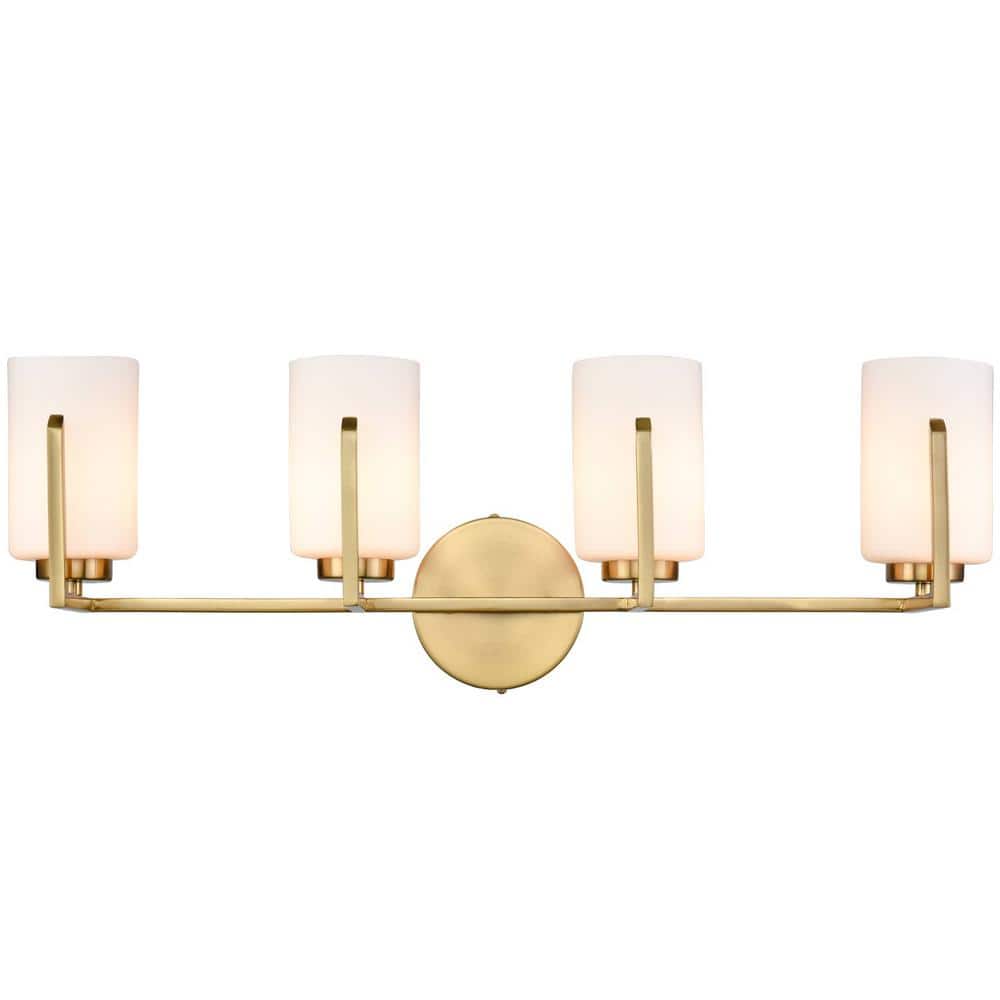 6.55 in. 4-Light Gold Vanity-Light with Frosted Glass Shade price history on PriceWatchPro