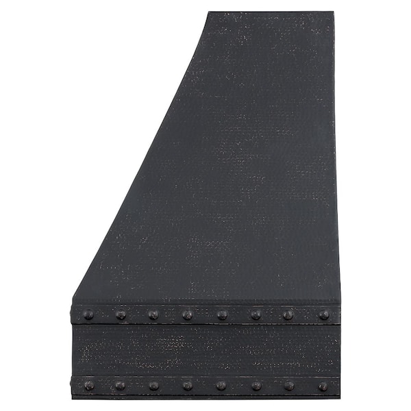 36 in. 735 CFM Hammered Copper Ducted Wall Mounted Correa Range Hood in Glazed Black with Slim Baffle Filters