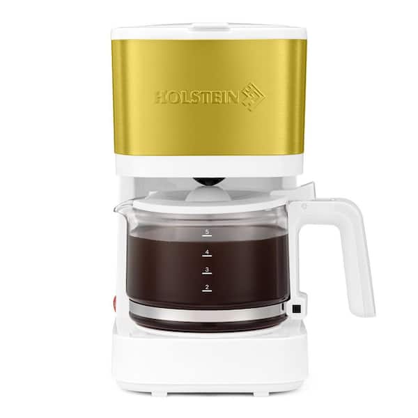 5-Cup Coffee Maker, White and Gold