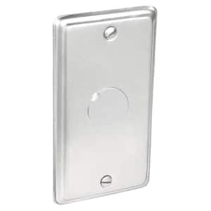 4 in. H x 2 in. W Steel Metallic, 1-Gang Electrical Box Cover with 1/3 in. KO (1-Pack)