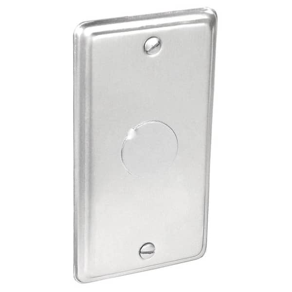 Southwire 4 in. H x 2 in. W Steel Metallic, 1-Gang Electrical Box Cover with 1/3 in. KO (1-Pack)