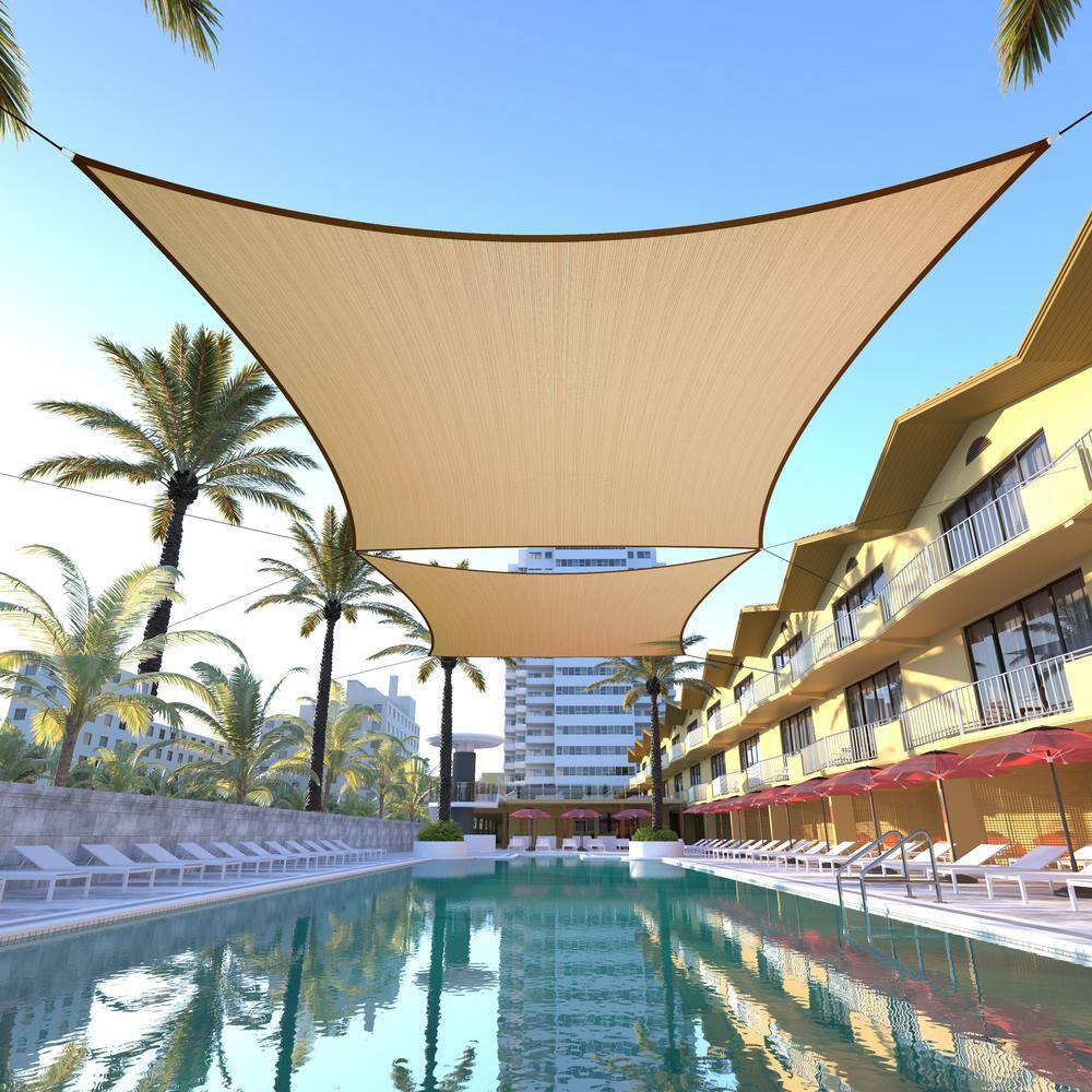 Sand Beige 16' x 20' HDPE Rectangle Sun Shade Sail Canopy