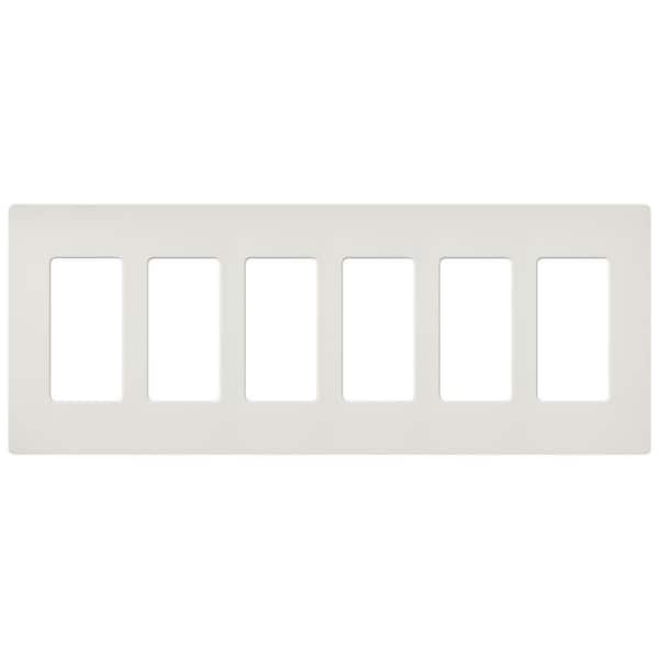 Lutron Claro 6 Gang Wall Plate for Decorator/Rocker Switches, Satin, Lunar Gray (SC-6-LG) (1-Pack)