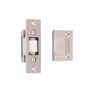 Solid Brass Heavy-Duty Silent Roller Latch with Square Strike Adjustable in Satin Nickel
