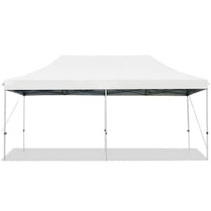 10 ft. x 20 ft. Adjustable Folding Heavy-Duty Sun Shelter with Carrying Bag White Tent