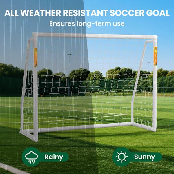 BOZTIY 8 ft. x 6 ft. Soccer Goal for Backyard PVC Foldable Soccer