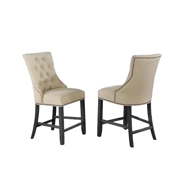 Best Quality Furniture Elias 2-Piece Beige Dining Beige Linen Fabric Chairs